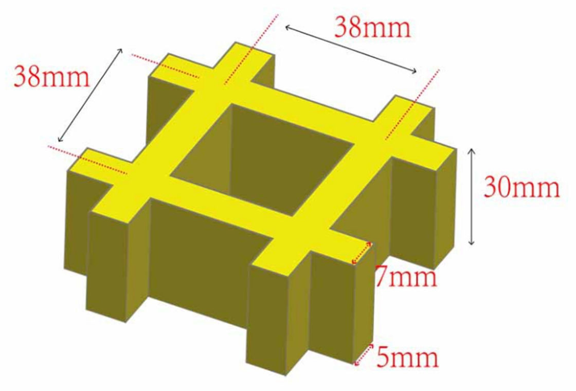 38*38*30mm grille en FRP pour passerelle ou plateforme de couleur et de taille personnalisées
